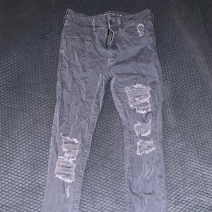 American Eagle distressed hi rise jegging size 8 x-long gray
